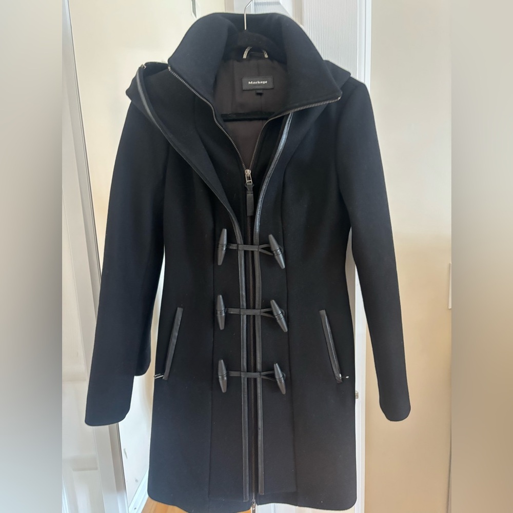 Mackage Stunning coat! Steffy flat black wool coat with toggle closures. XS.